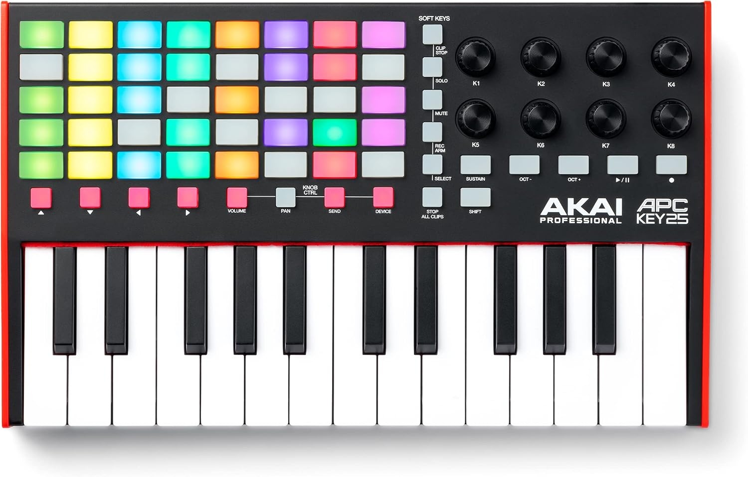 image:imageAkai Professional APC Key 25 MK2 25Key USB MIDI Keyboard Controller VelocitySensitive Mini Keys 40 RGB Pads 8 Knobs 11 Mapping for Ableton Live Live Performance and Music ProductionOne Size Pack of 4