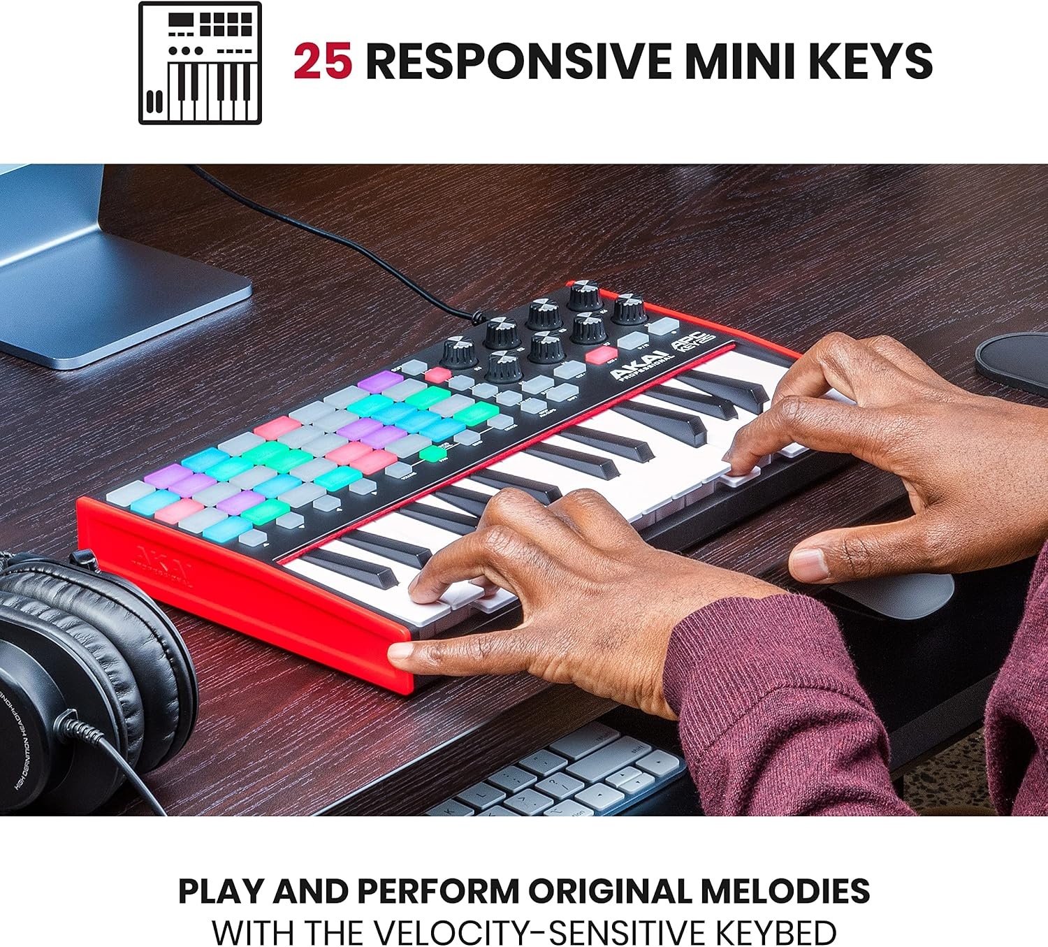 image:imageAkai Professional APC Key 25 MK2 25Key USB MIDI Keyboard Controller VelocitySensitive Mini Keys 40 RGB Pads 8 Knobs 11 Mapping for Ableton Live Live Performance and Music ProductionOne Size Pack of 4