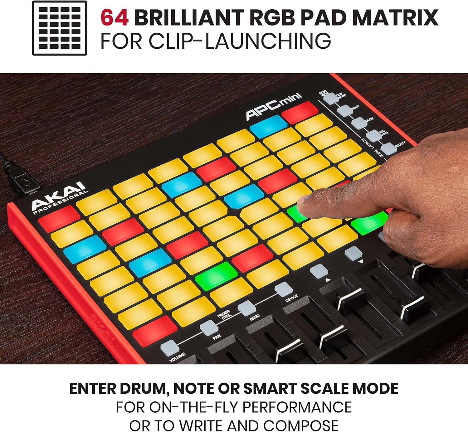 image:imageAkai Professional APC Mini MK2 USB MIDI Pad Controller 64 RGB Pads 9 Faders Drum and Note Mode 11 Mapping for Ableton Live for Live Performance and Music Production