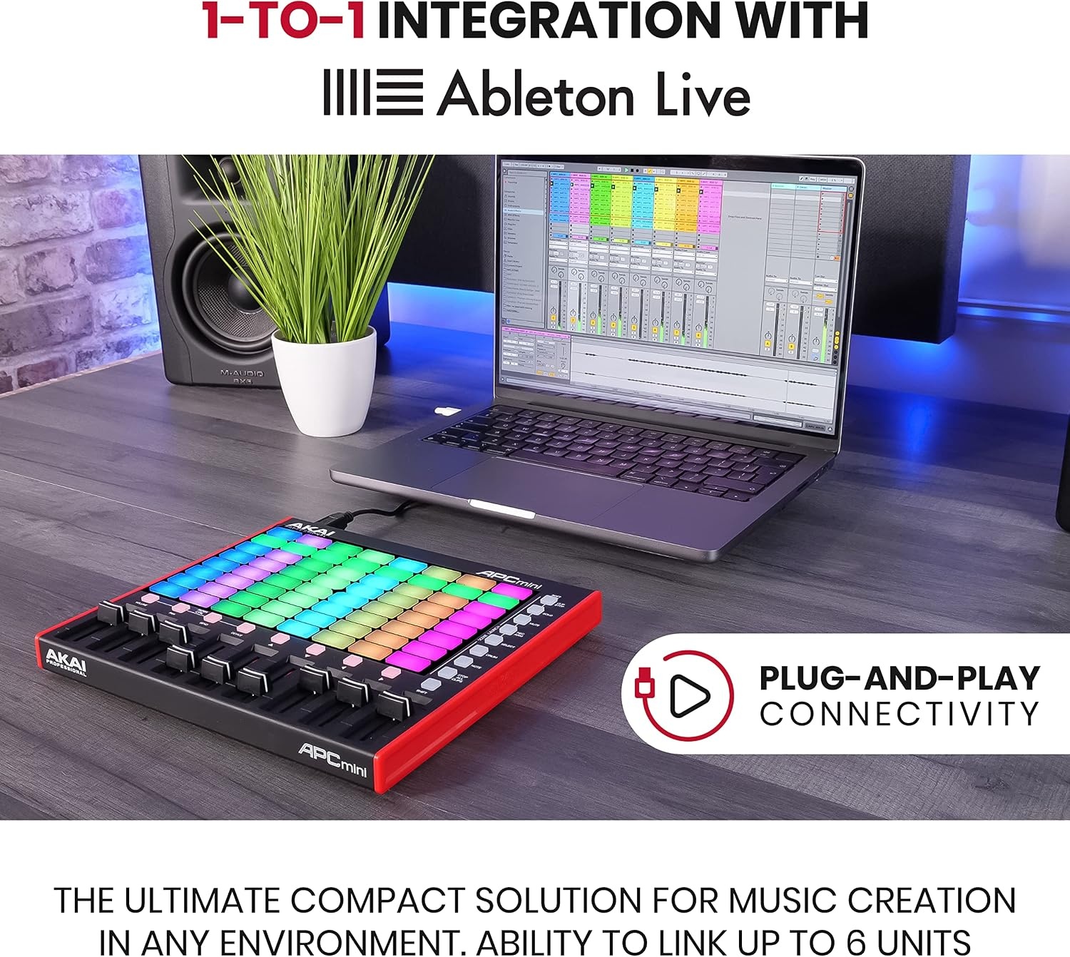image:imageAkai Professional APC Mini MK2 USB MIDI Pad Controller 64 RGB Pads 9 Faders Drum and Note Mode 11 Mapping for Ableton Live for Live Performance and Music Production