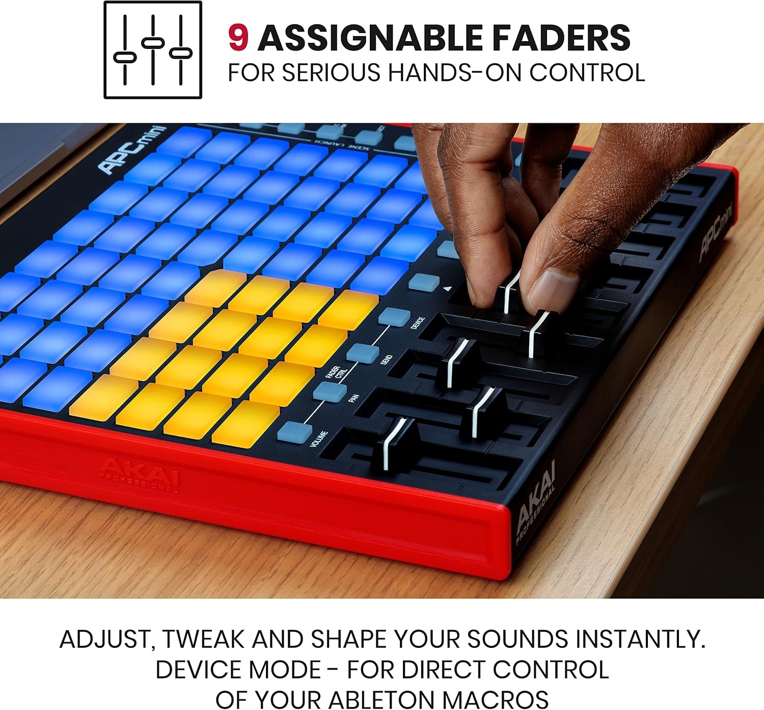 image:imageAkai Professional APC Mini MK2 USB MIDI Pad Controller 64 RGB Pads 9 Faders Drum and Note Mode 11 Mapping for Ableton Live for Live Performance and Music Production