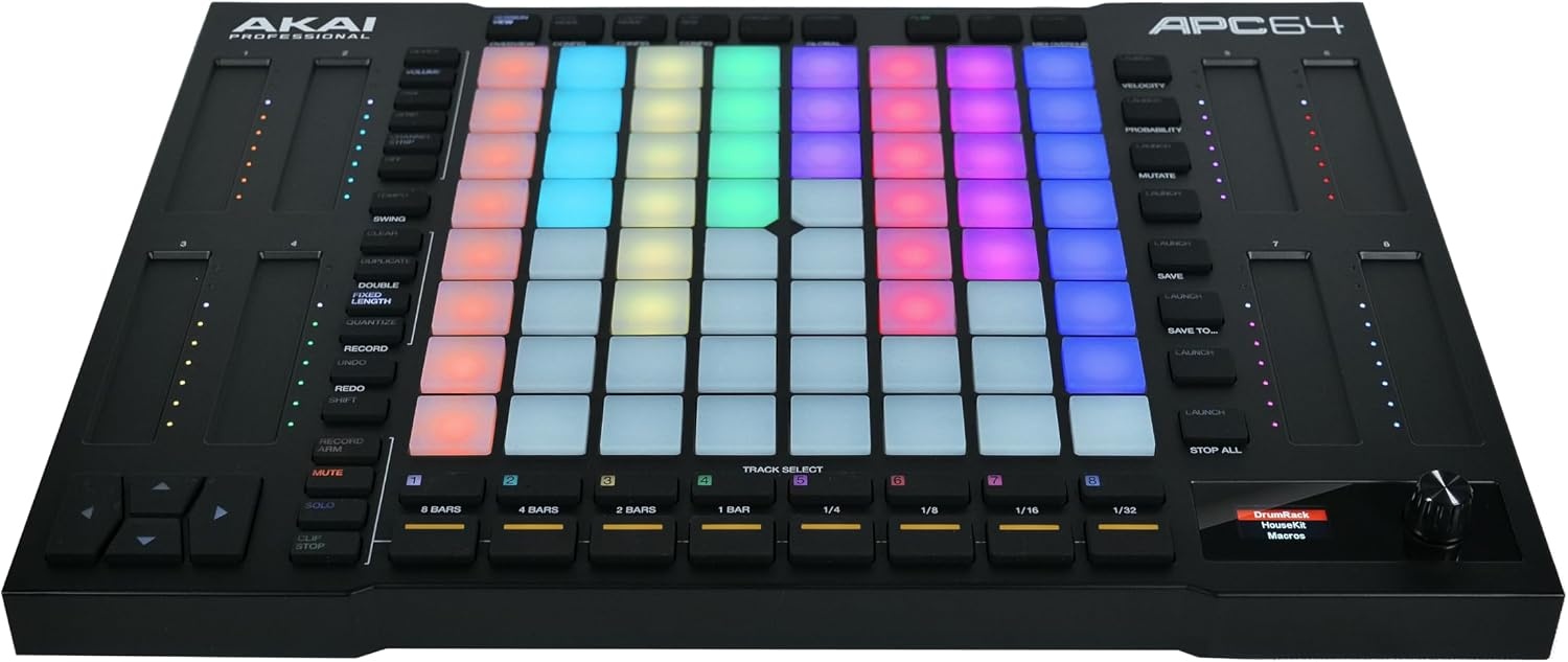 image:imageAkai Professional APC64 USB MIDI Pad Controller 64 RGB Pads 8 Touch Strips 32 Step Sequencer CV Gates MIDI IO for Ableton Live Live Performance and Music Production