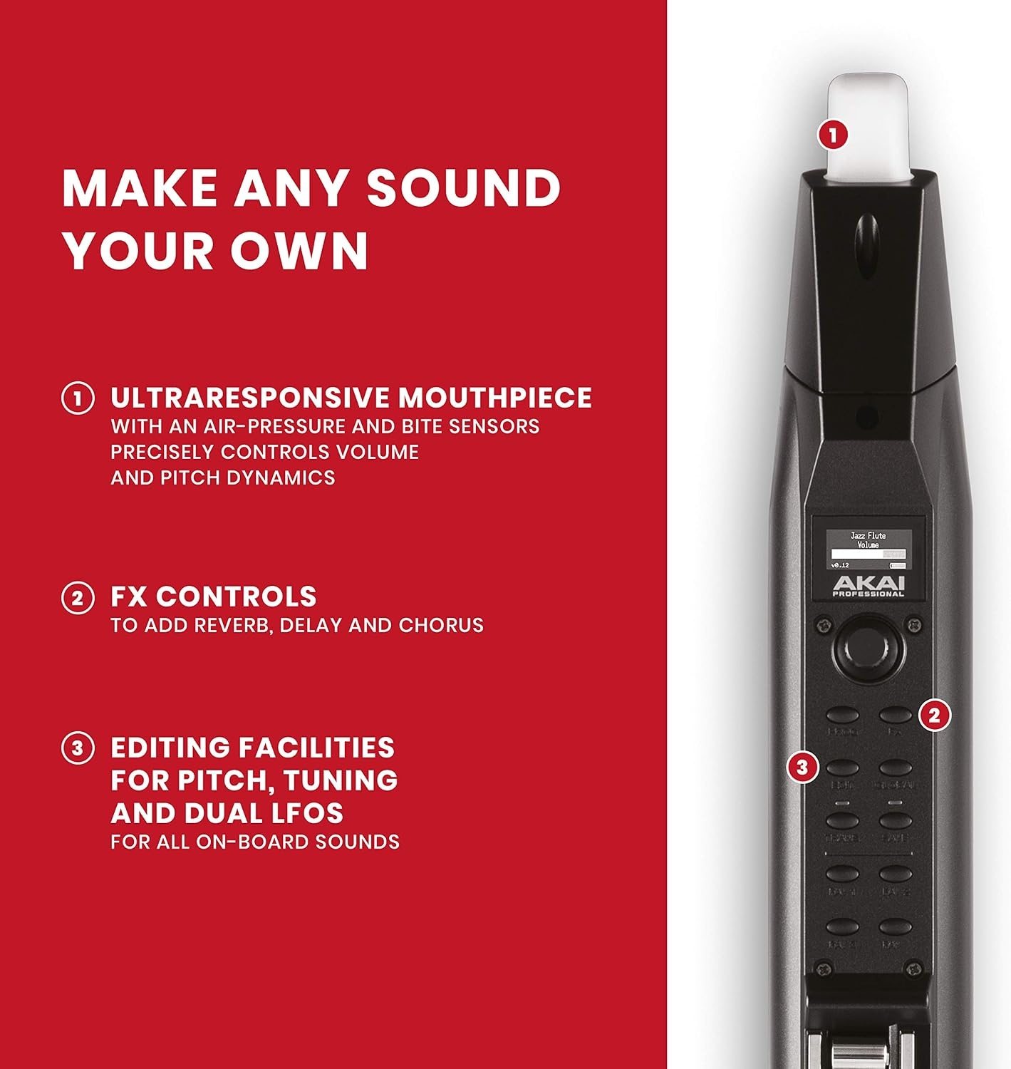 image:imageAkai Professional EWI Solo Electronic Wind InstrumentStandalone EWI with Builtin Speaker