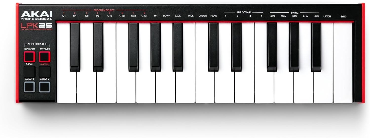 image:imageAkai Professional LPK25 25Key USB MIDI Keyboard Controller VelocitySensitive Mini Keys Arpeggiator Universal DAW Compatiblity for Music ProducersLPK25