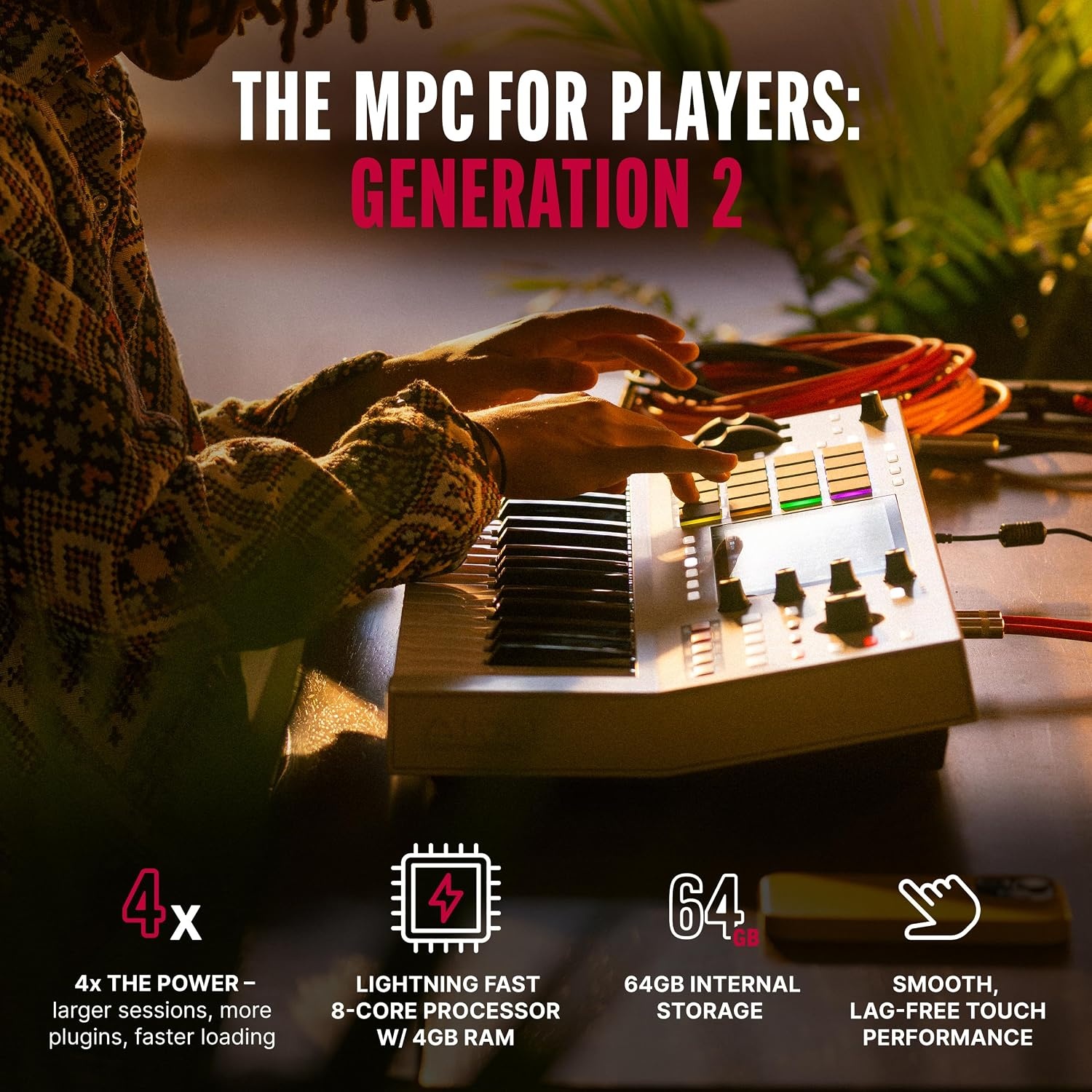 image:imageAkai Professional MPC Key 37 G2 NextGen Standalone Production Keyboard Synthesizer for Producers for Sampling and Sequencing with USBC 37 Keys 16 MPC Pads 8Core Processor 4GB RAM