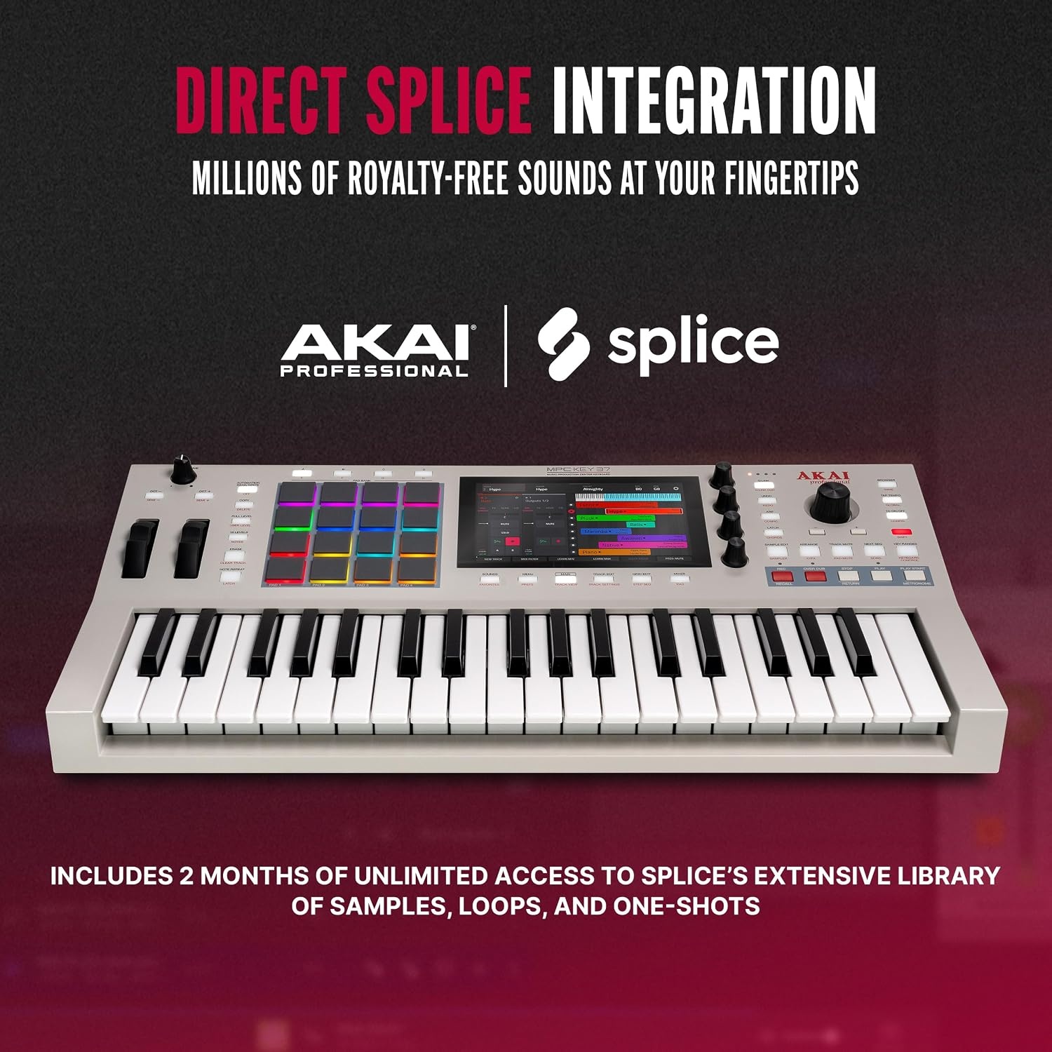 image:imageAkai Professional MPC Key 37 G2 NextGen Standalone Production Keyboard Synthesizer for Producers for Sampling and Sequencing with USBC 37 Keys 16 MPC Pads 8Core Processor 4GB RAM