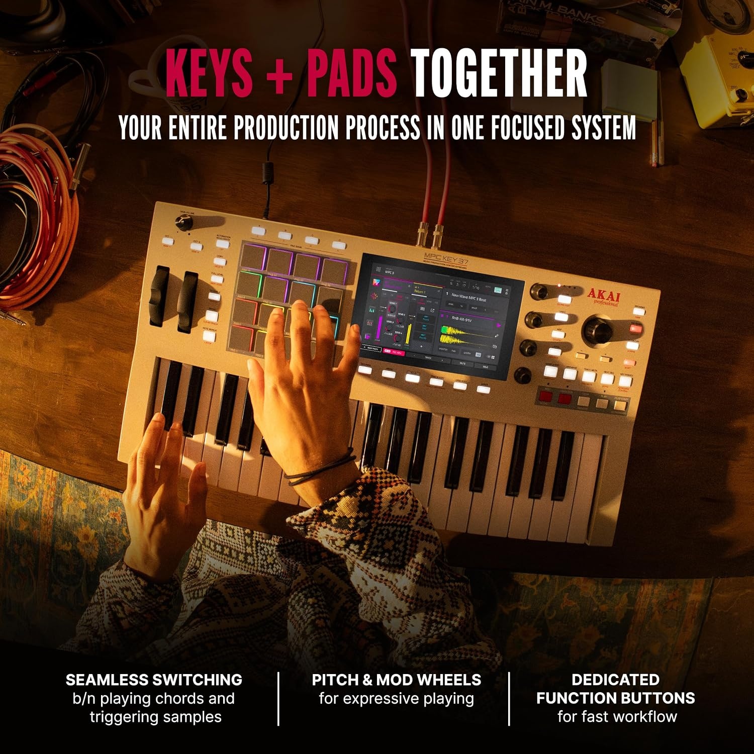 image:imageAkai Professional MPC Key 37 G2 NextGen Standalone Production Keyboard Synthesizer for Producers for Sampling and Sequencing with USBC 37 Keys 16 MPC Pads 8Core Processor 4GB RAM