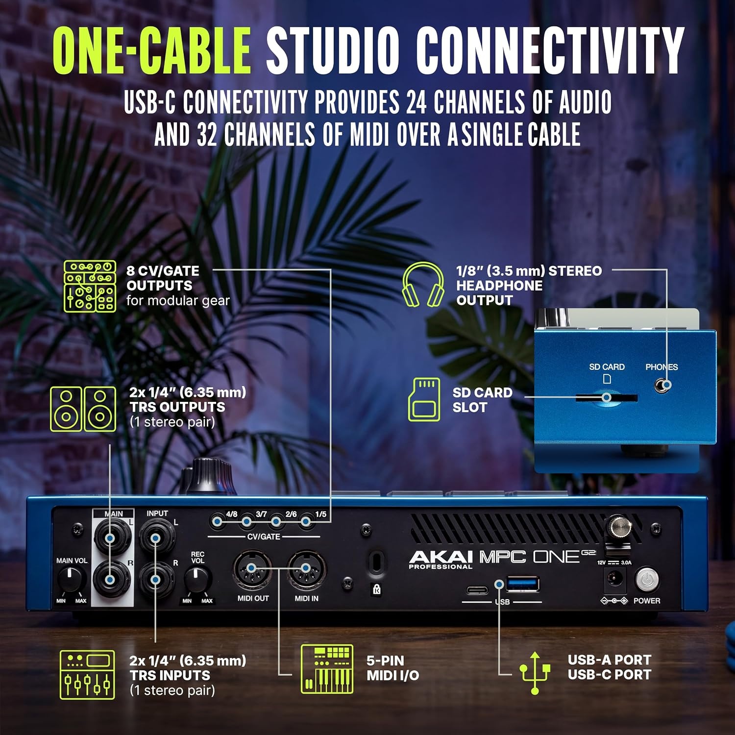 image:imageAkai Professional MPC One G2 NextGeneration Standalone Production Center For Beatmakers and Producers for Sampling Sequencing and Song Creation with USBC 16 MPC Pads 8Core Processor 4GB RAM