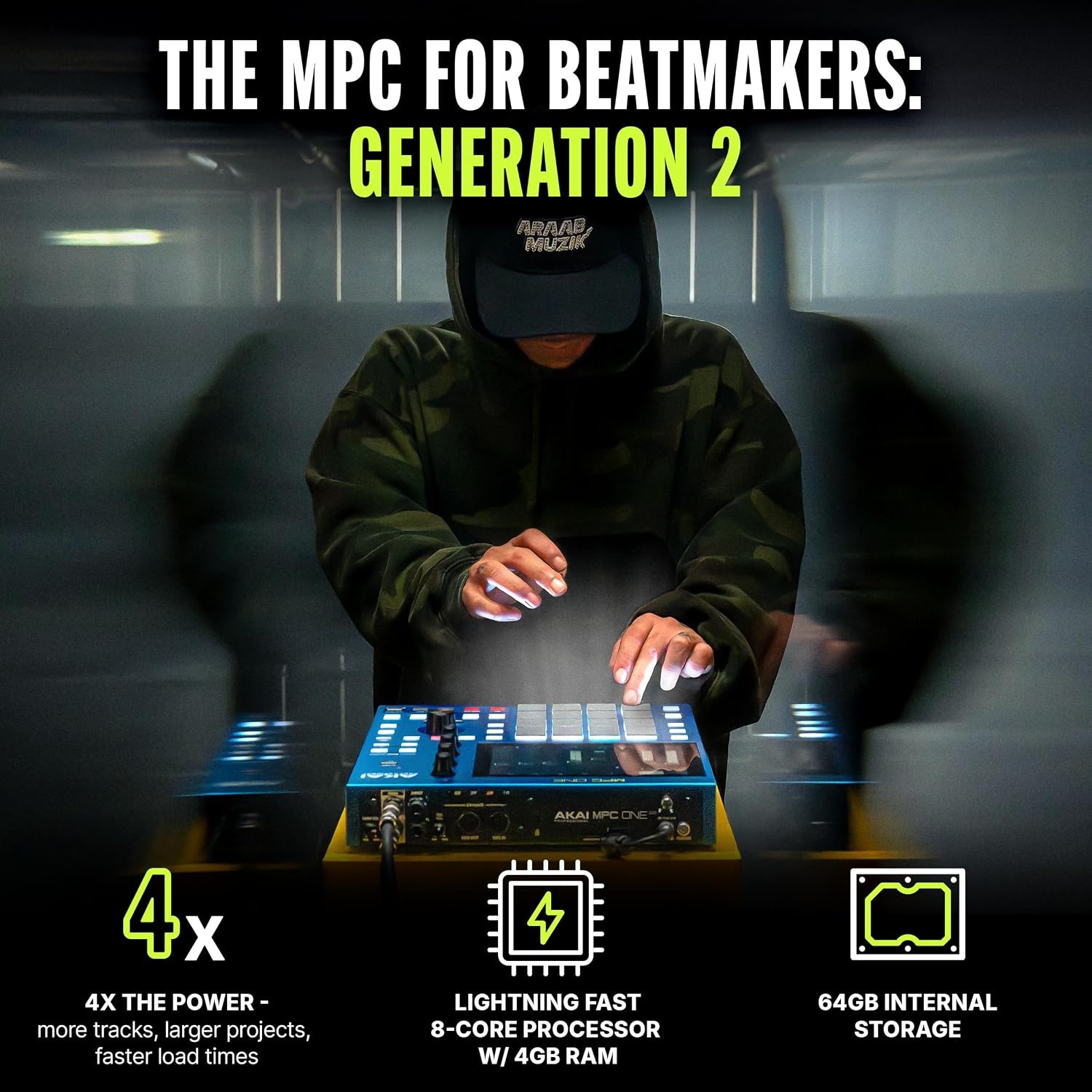 image:imageAkai Professional MPC One G2 NextGeneration Standalone Production Center For Beatmakers and Producers for Sampling Sequencing and Song Creation with USBC 16 MPC Pads 8Core Processor 4GB RAM