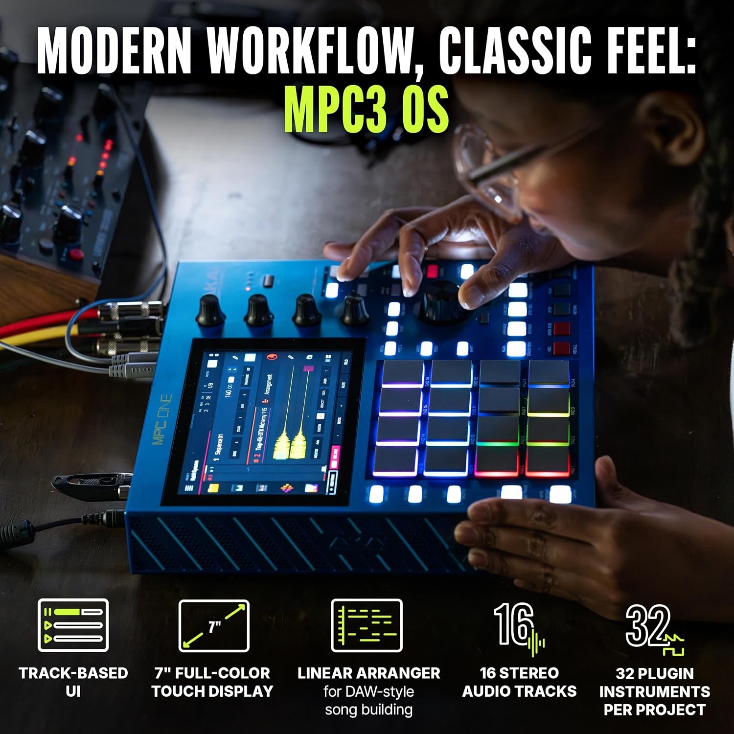 image:imageAkai Professional MPC One G2 NextGeneration Standalone Production Center For Beatmakers and Producers for Sampling Sequencing and Song Creation with USBC 16 MPC Pads 8Core Processor 4GB RAM