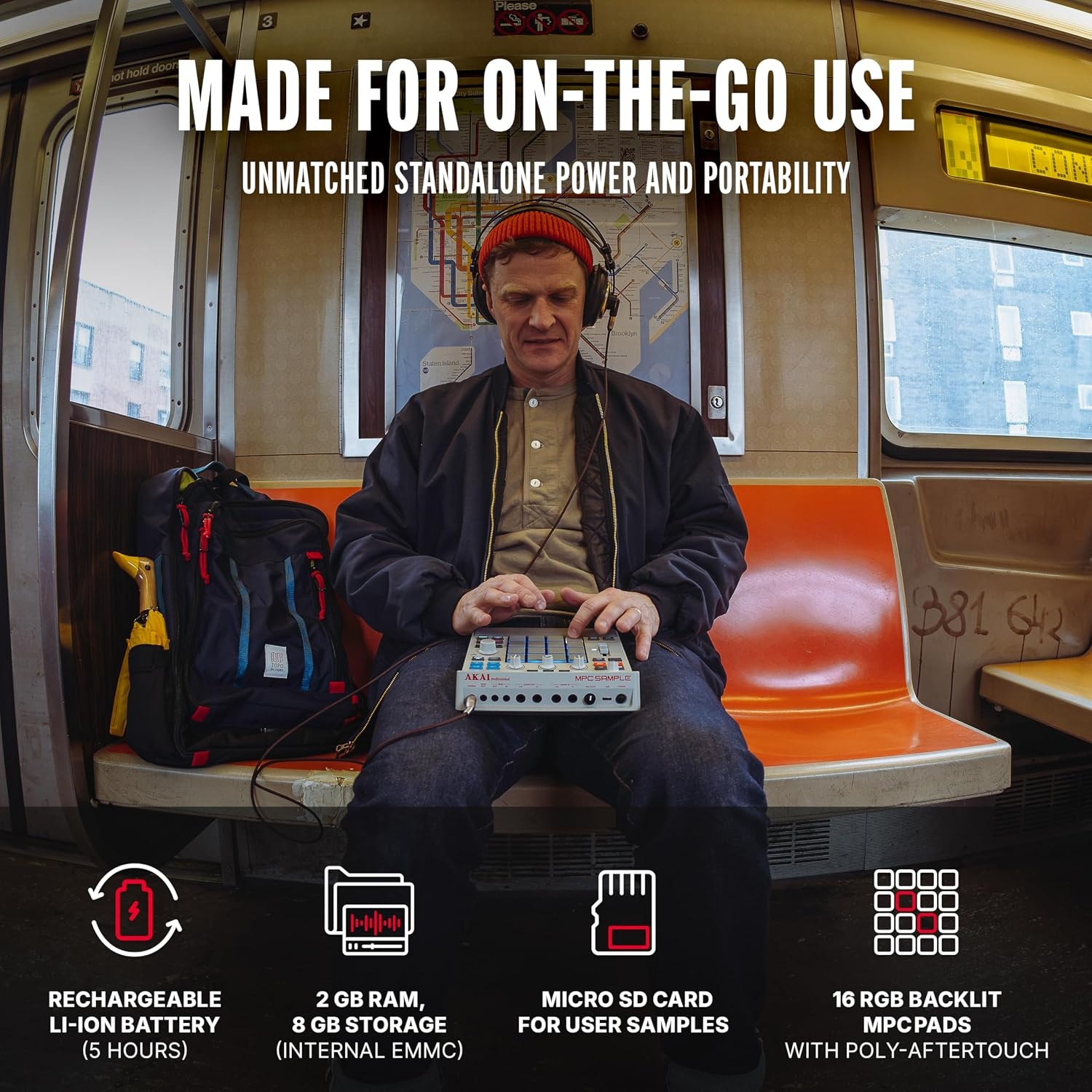 image:imageAkai Professional MPC Sample Portable Sampler Standalone Rechargeable Battery USBC Speaker Microphone for Sampling Sequencing and Music Production