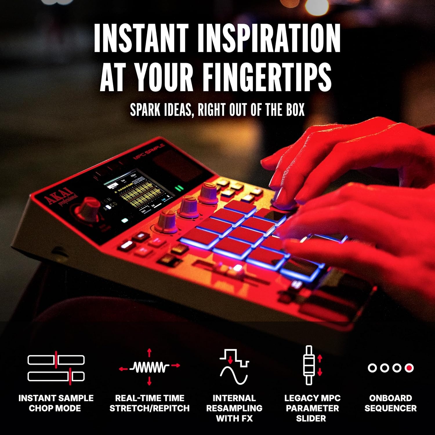 image:imageAkai Professional MPC Sample Portable Sampler Standalone Rechargeable Battery USBC Speaker Microphone for Sampling Sequencing and Music Production