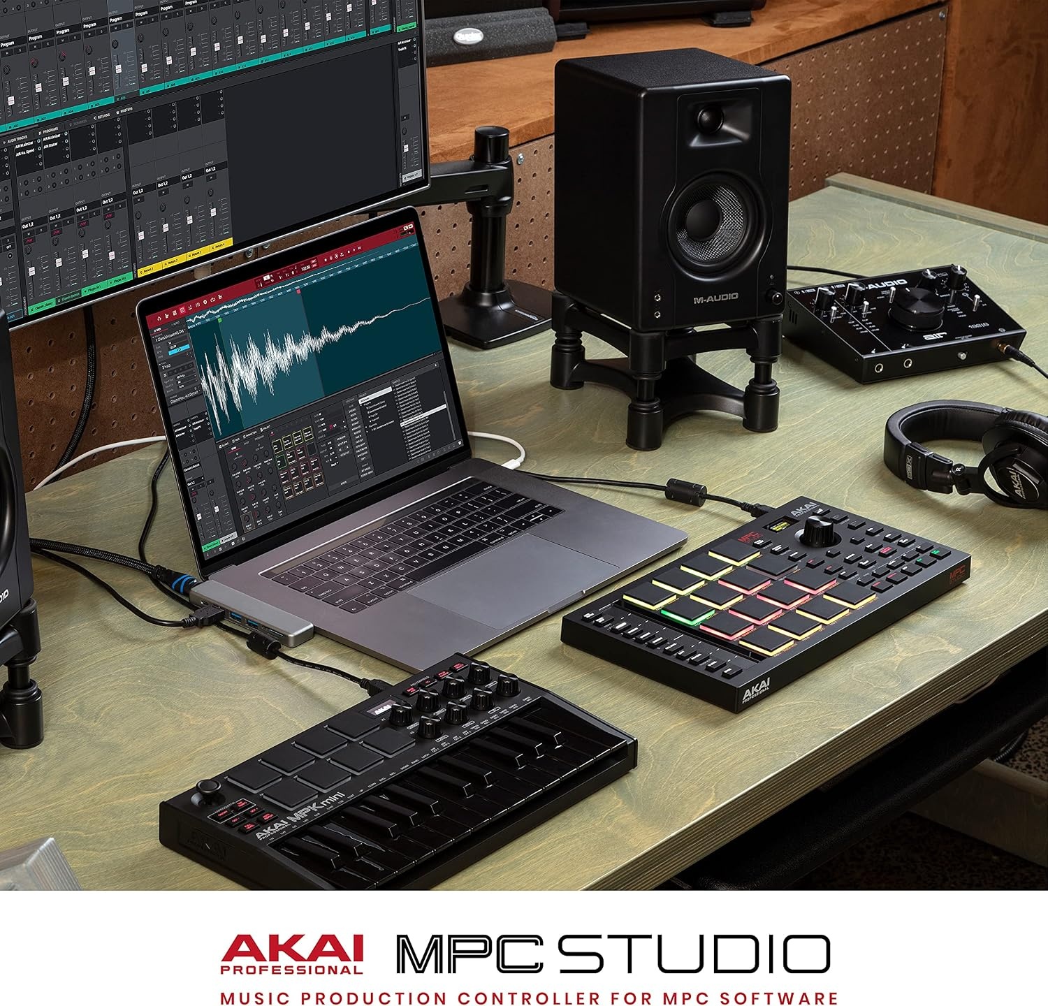 image:imageAkai Professional MPC Studio USB MIDI Pad Controller 16 VelocitySensitive RGB MPC Pads MPC Software Assignable Touch Strip for Beat Makers and Music ProducersMPC Studio