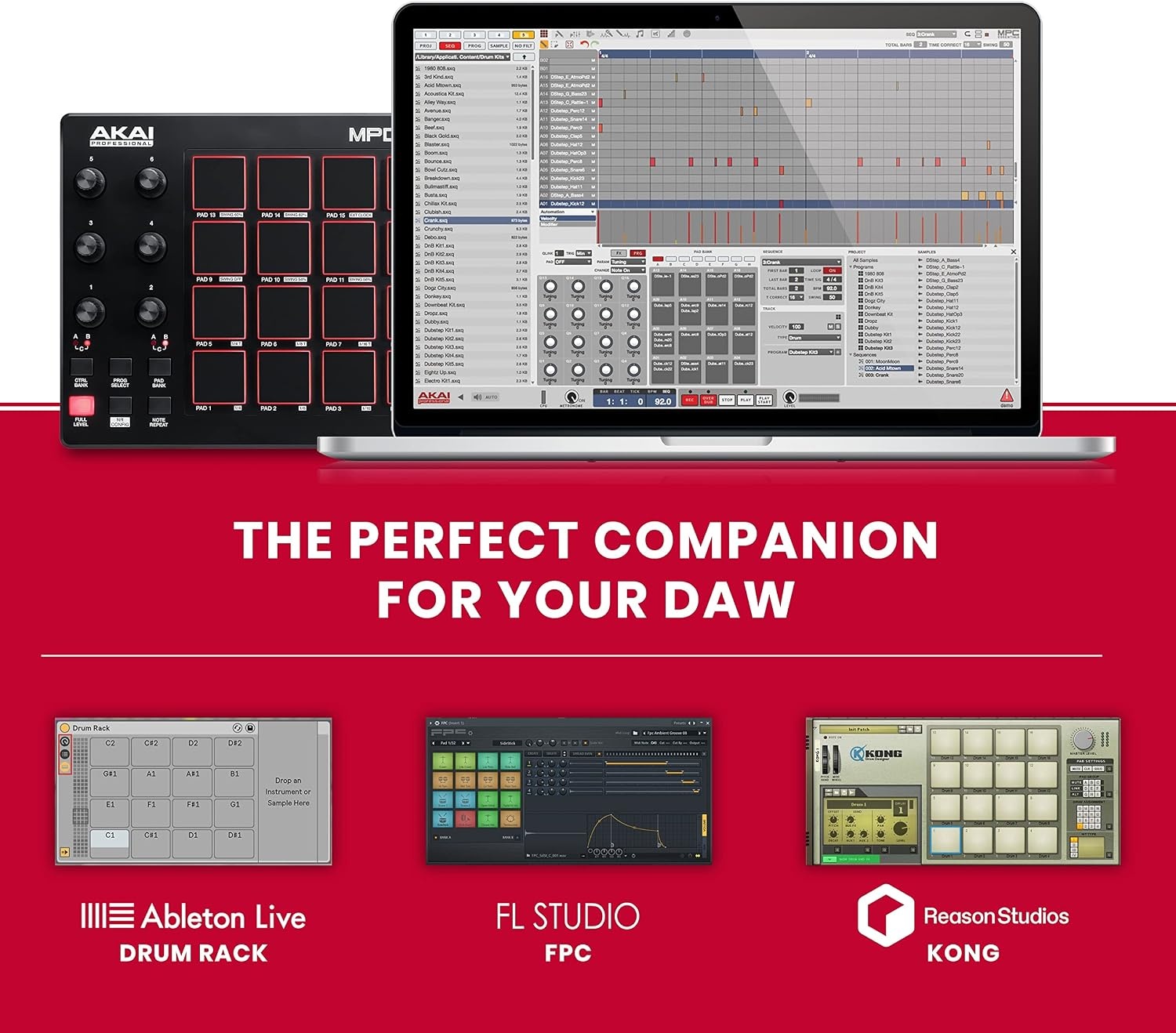 image:imageAkai Professional MPC Studio USB MIDI Pad Controller 16 VelocitySensitive RGB MPC Pads MPC Software Assignable Touch Strip for Beat Makers and Music ProducersStandard Pack of 10