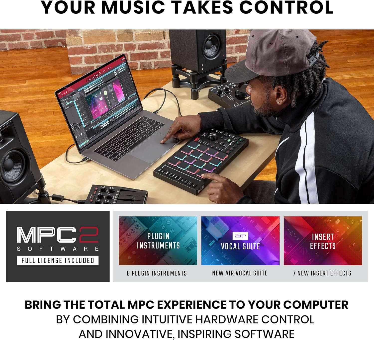 image:imageAkai Professional MPC Studio USB MIDI Pad Controller 16 VelocitySensitive RGB MPC Pads MPC Software Assignable Touch Strip for Beat Makers and Music ProducersMPC Studio