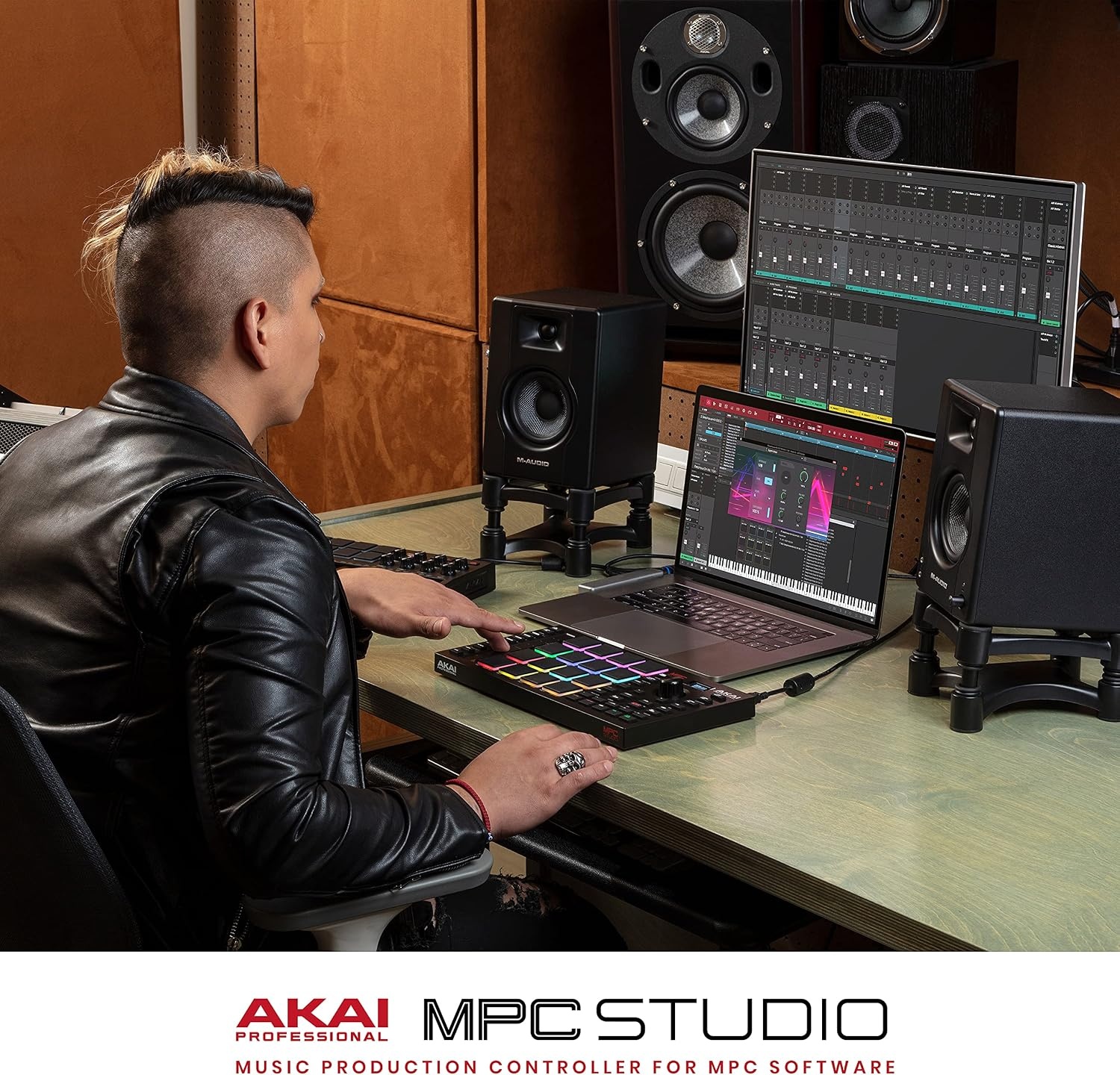 image:imageAkai Professional MPC Studio USB MIDI Pad Controller 16 VelocitySensitive RGB MPC Pads MPC Software Assignable Touch Strip for Beat Makers and Music ProducersMPC Studio