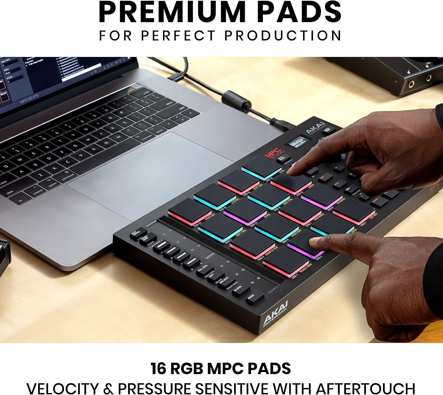 image:imageAkai Professional MPC Studio USB MIDI Pad Controller 16 VelocitySensitive RGB MPC Pads MPC Software Assignable Touch Strip for Beat Makers and Music ProducersMPC Studio