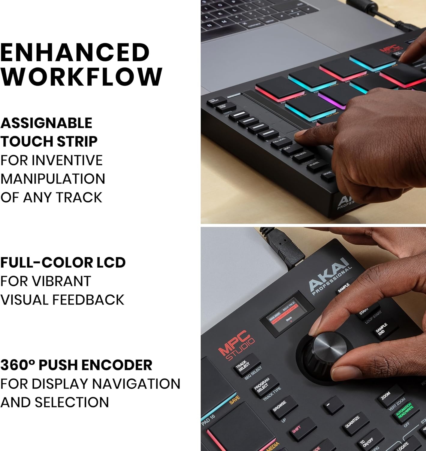image:imageAkai Professional MPC Studio USB MIDI Pad Controller 16 VelocitySensitive RGB MPC Pads MPC Software Assignable Touch Strip for Beat Makers and Music ProducersMPC Studio