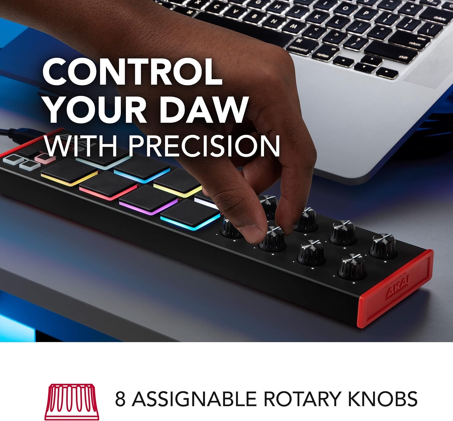 image:imageAkai Professional MPC Studio USB MIDI Pad Controller 16 VelocitySensitive RGB MPC Pads MPC Software Assignable Touch Strip for Beat Makers and Music ProducersCompact Pack of 4