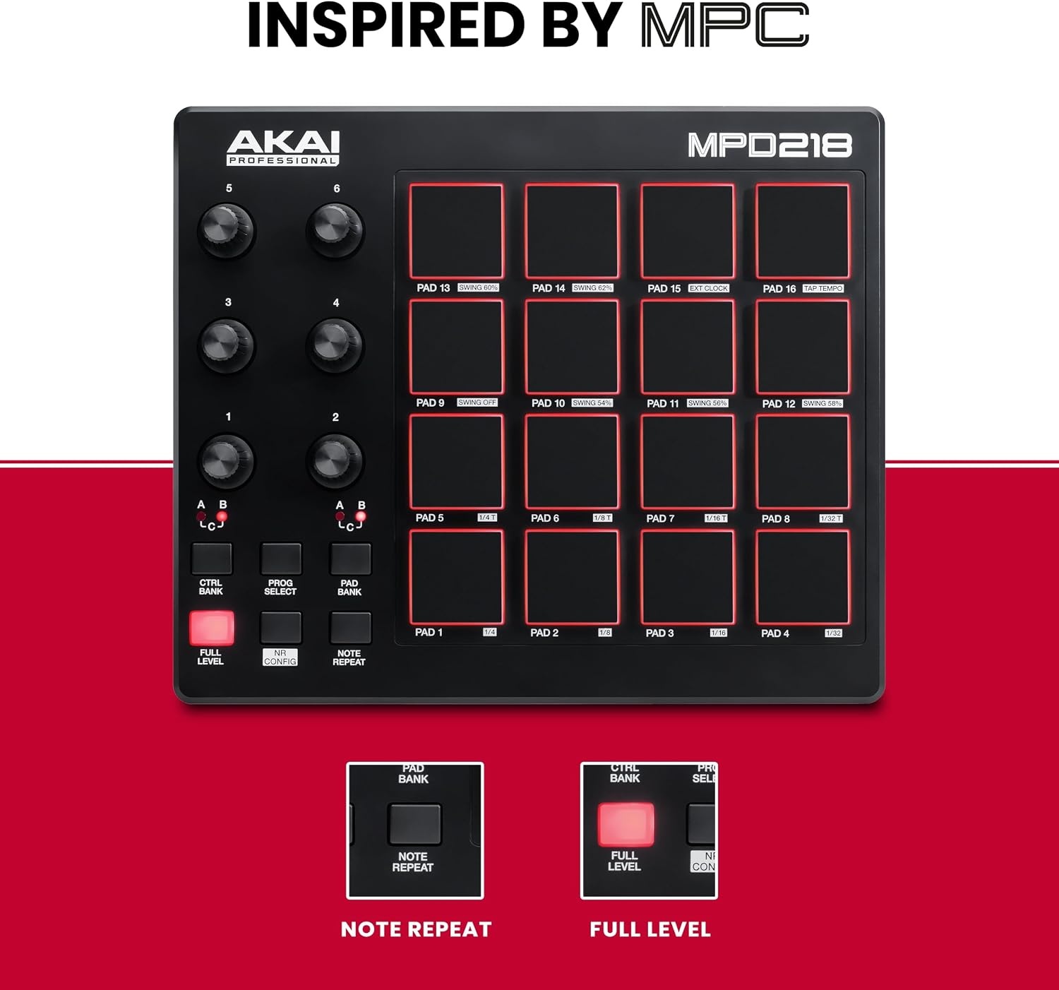 image:imageAkai Professional MPC Studio USB MIDI Pad Controller 16 VelocitySensitive RGB MPC Pads MPC Software Assignable Touch Strip for Beat Makers and Music ProducersMPD218