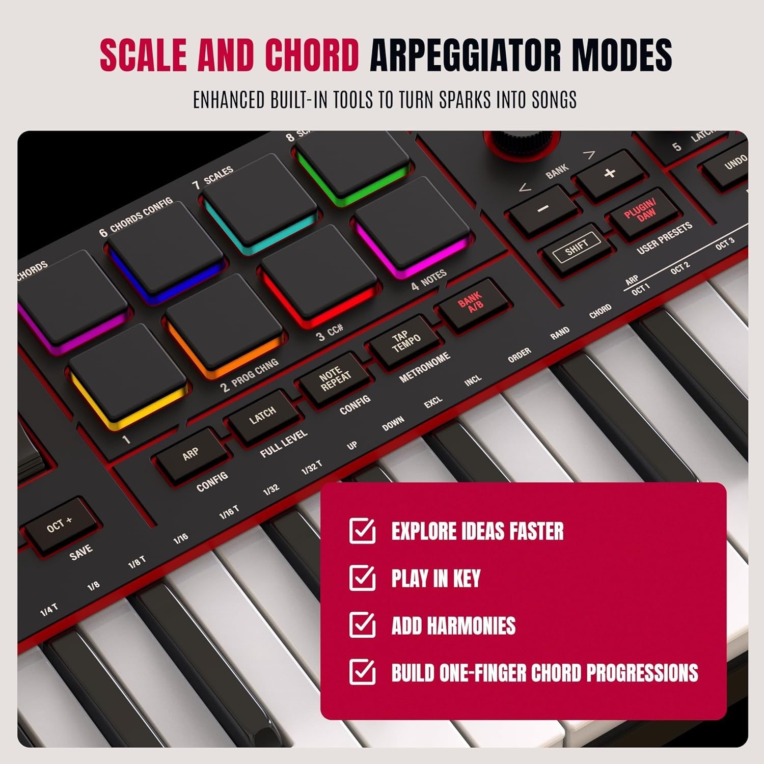 image:imageAkai Professional MPK Mini MK3 25Key USB MIDI Keyboard Controller VelocitySensitive Mini Keys 8 MPC Pads 8 Knobs Software Suite Included for Beat Makers Music Producers and Home StudiosBlack