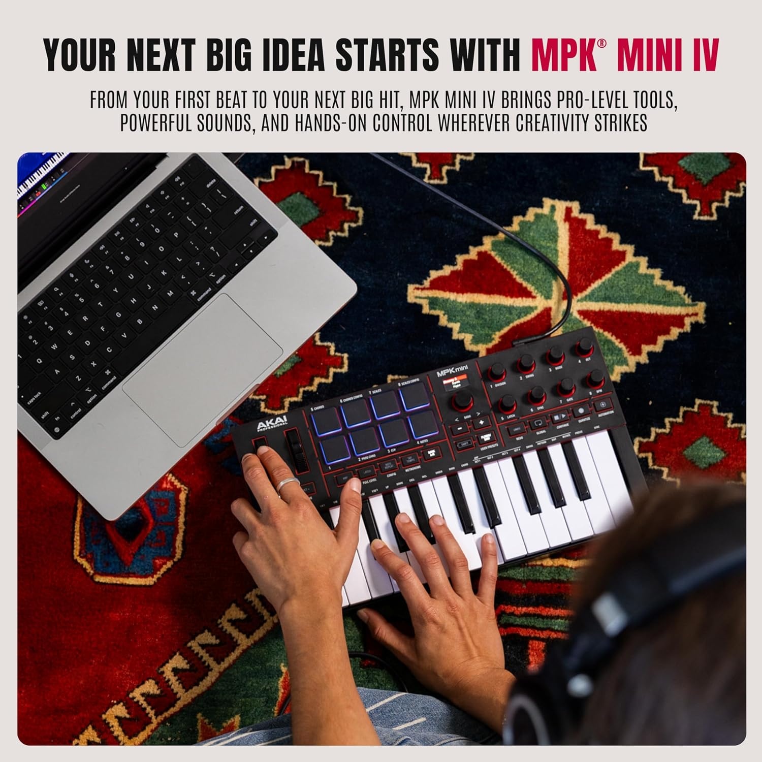 image:imageAkai Professional MPK Mini MK3 25Key USB MIDI Keyboard Controller VelocitySensitive Mini Keys 8 MPC Pads 8 Knobs Software Suite Included for Beat Makers Music Producers and Home StudiosBlack