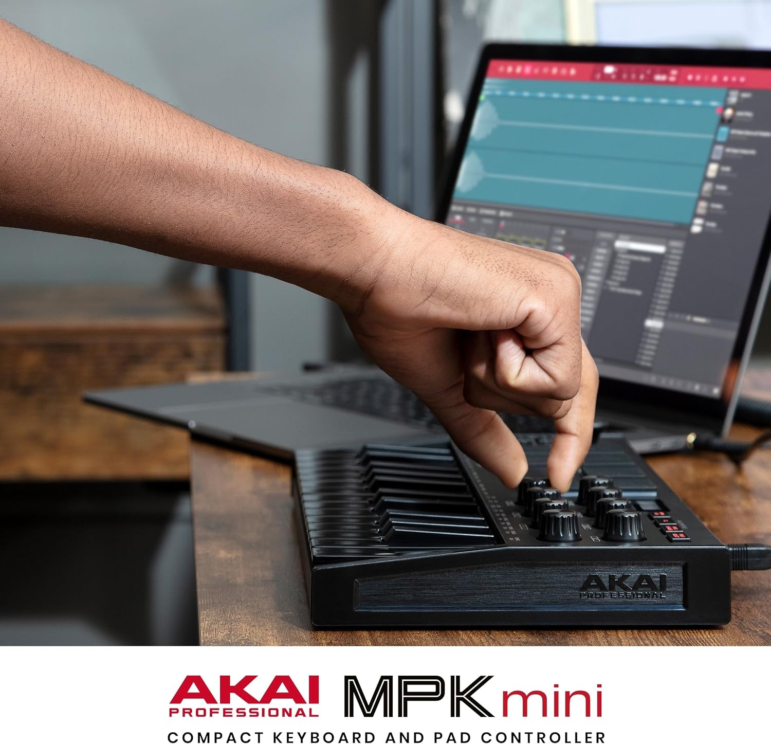 image:imageAkai Professional MPK Mini MK3 25Key USB MIDI Keyboard Controller VelocitySensitive Mini Keys 8 MPC Pads 8 Knobs Software Suite Included for Beat Makers Music Producers and Home StudiosBlack