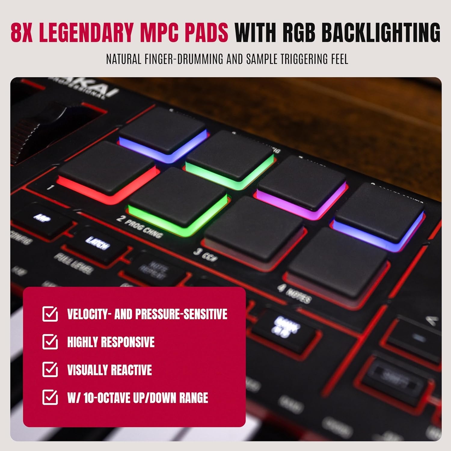 image:imageAkai Professional MPK Mini MK3 25Key USB MIDI Keyboard Controller VelocitySensitive Mini Keys 8 MPC Pads 8 Knobs Software Suite Included for Beat Makers Music Producers and Home StudiosBlack