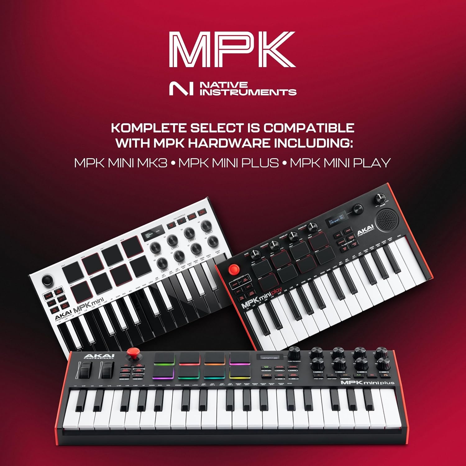 image:imageAkai Professional MPK Mini MK3 25Key USB MIDI Keyboard Controller VelocitySensitive Mini Keys 8 MPC Pads 8 Knobs Software Suite Included for Beat Makers Music Producers and Home StudiosWhite