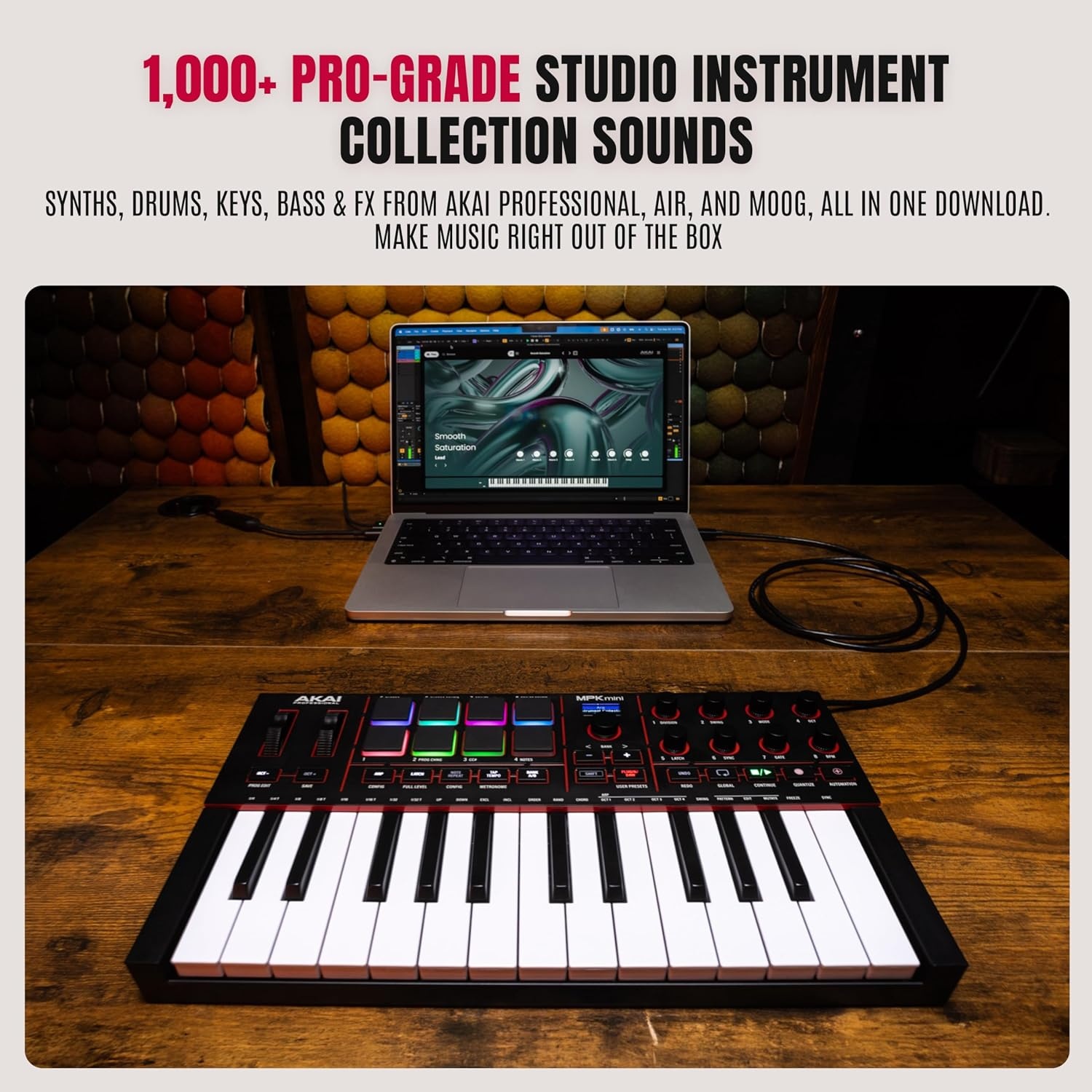 image:imageAkai Professional MPK Mini MK3 25Key USB MIDI Keyboard Controller VelocitySensitive Mini Keys 8 MPC Pads 8 Knobs Software Suite Included for Beat Makers Music Producers and Home StudiosBlack