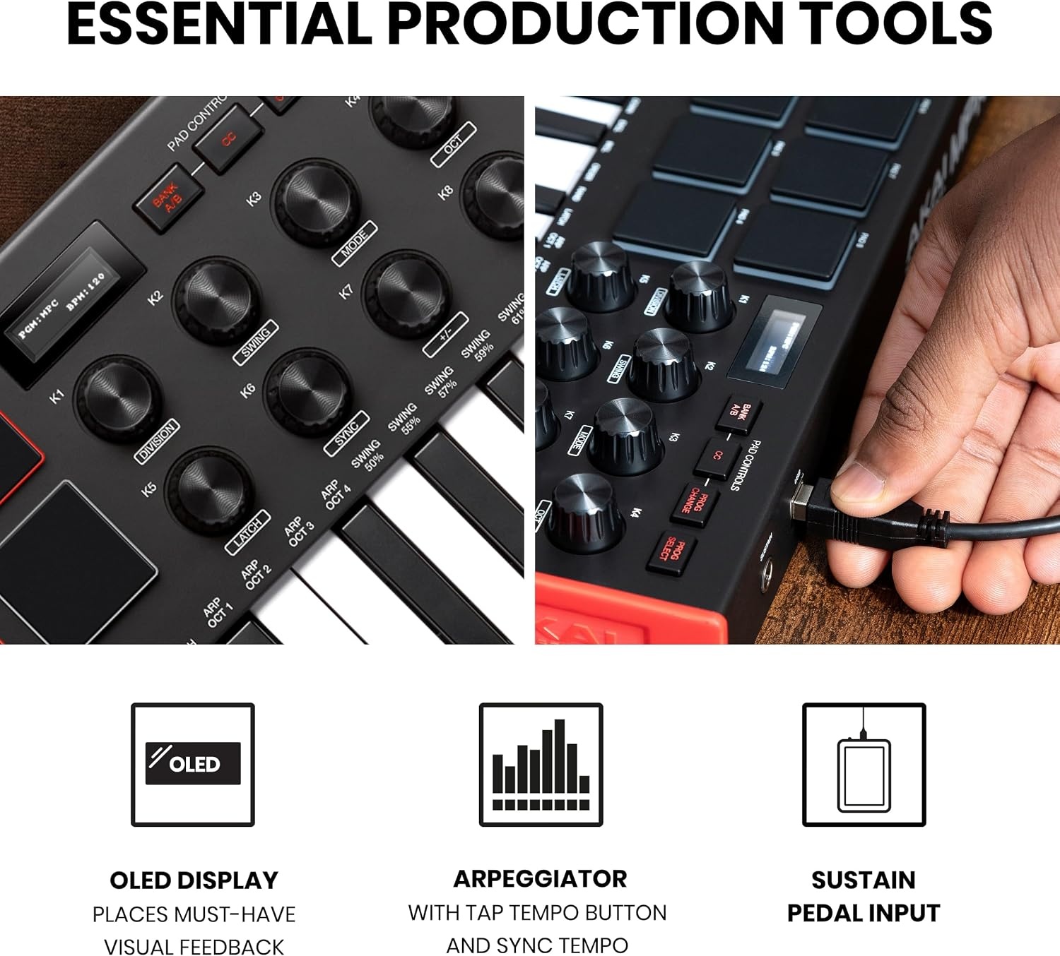image:imageAkai Professional MPK Mini MK3 25Key USB MIDI Keyboard Controller VelocitySensitive Mini Keys 8 MPC Pads 8 Knobs Software Suite Included for Beat Makers Music Producers and Home StudiosStandard