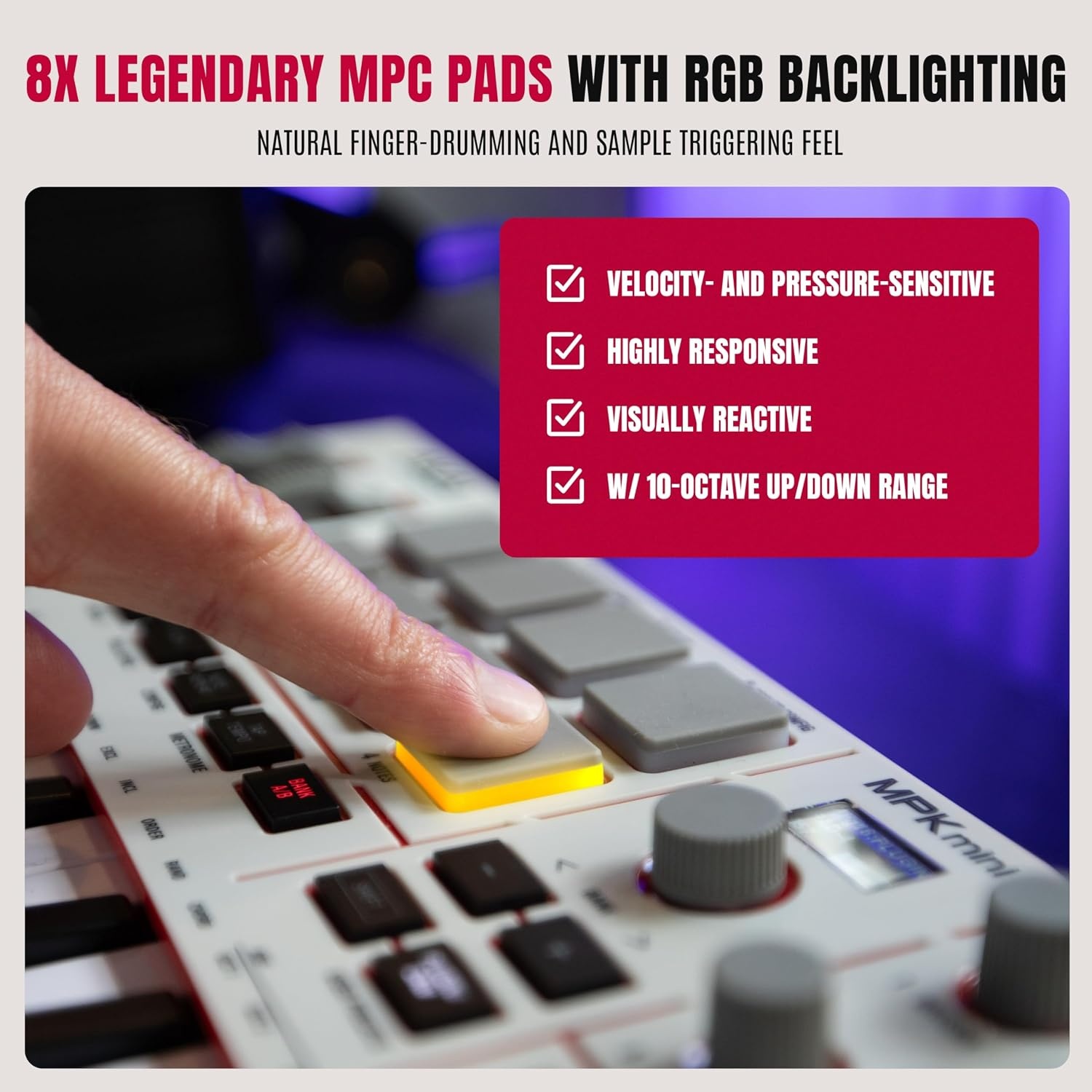 image:imageAkai Professional MPK Mini MK3 25Key USB MIDI Keyboard Controller VelocitySensitive Mini Keys 8 MPC Pads 8 Knobs Software Suite Included for Beat Makers Music Producers and Home StudiosGrey