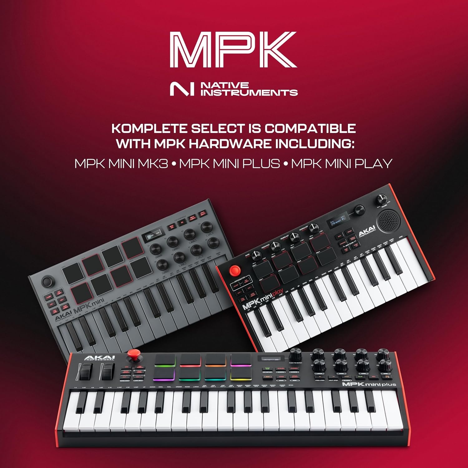 image:imageAkai Professional MPK Mini MK3 25Key USB MIDI Keyboard Controller VelocitySensitive Mini Keys 8 MPC Pads 8 Knobs Software Suite Included for Beat Makers Music Producers and Home StudiosGrey