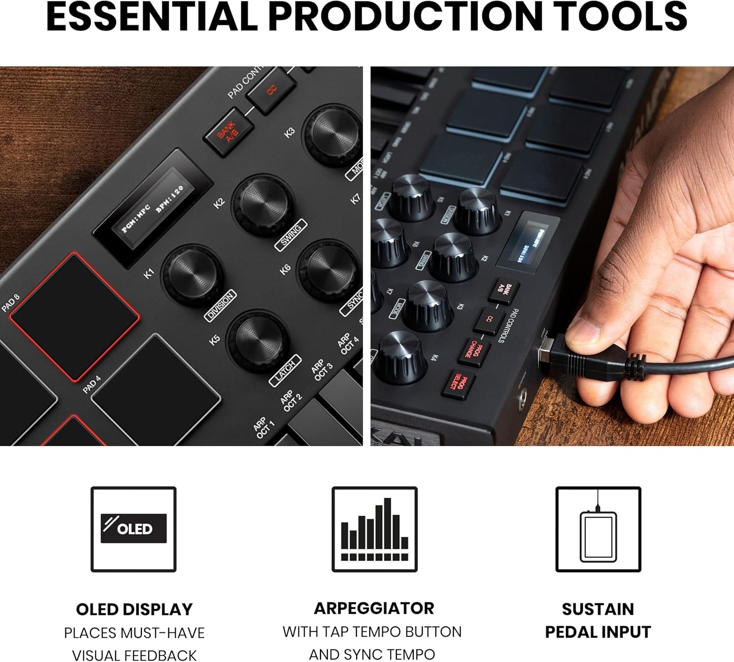 image:imageAkai Professional MPK Mini MK3 25Key USB MIDI Keyboard Controller VelocitySensitive Mini Keys 8 MPC Pads 8 Knobs Software Suite Included for Beat Makers Music Producers and Home StudiosBlack