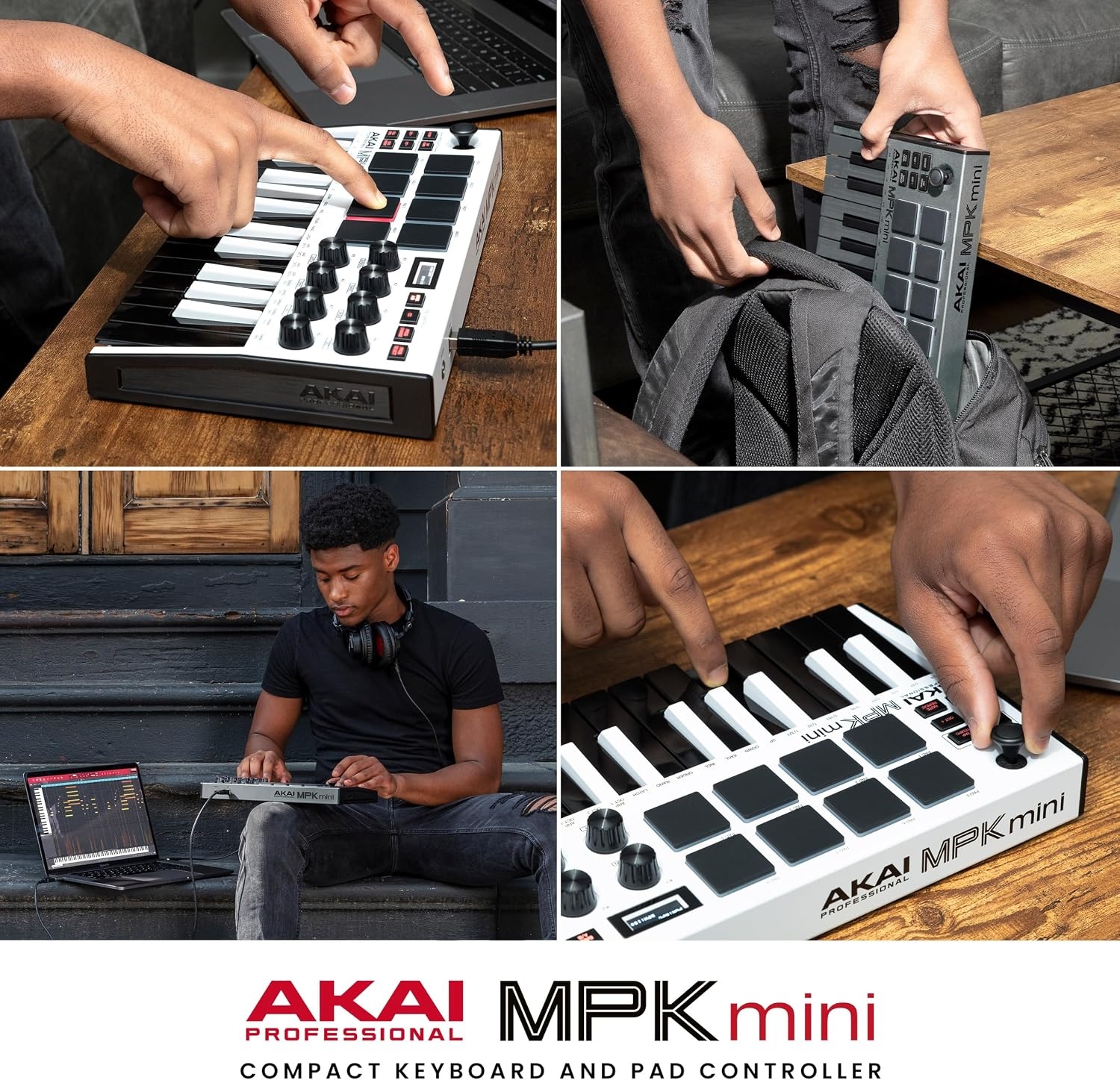 image:imageAkai Professional MPK Mini MK3 25Key USB MIDI Keyboard Controller VelocitySensitive Mini Keys 8 MPC Pads 8 Knobs Software Suite Included for Beat Makers Music Producers and Home StudiosWhite