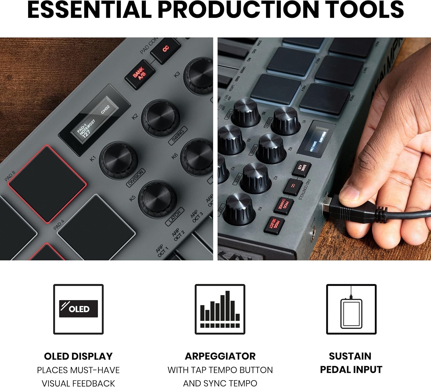 image:imageAkai Professional MPK Mini MK3 25Key USB MIDI Keyboard Controller VelocitySensitive Mini Keys 8 MPC Pads 8 Knobs Software Suite Included for Beat Makers Music Producers and Home StudiosGrey