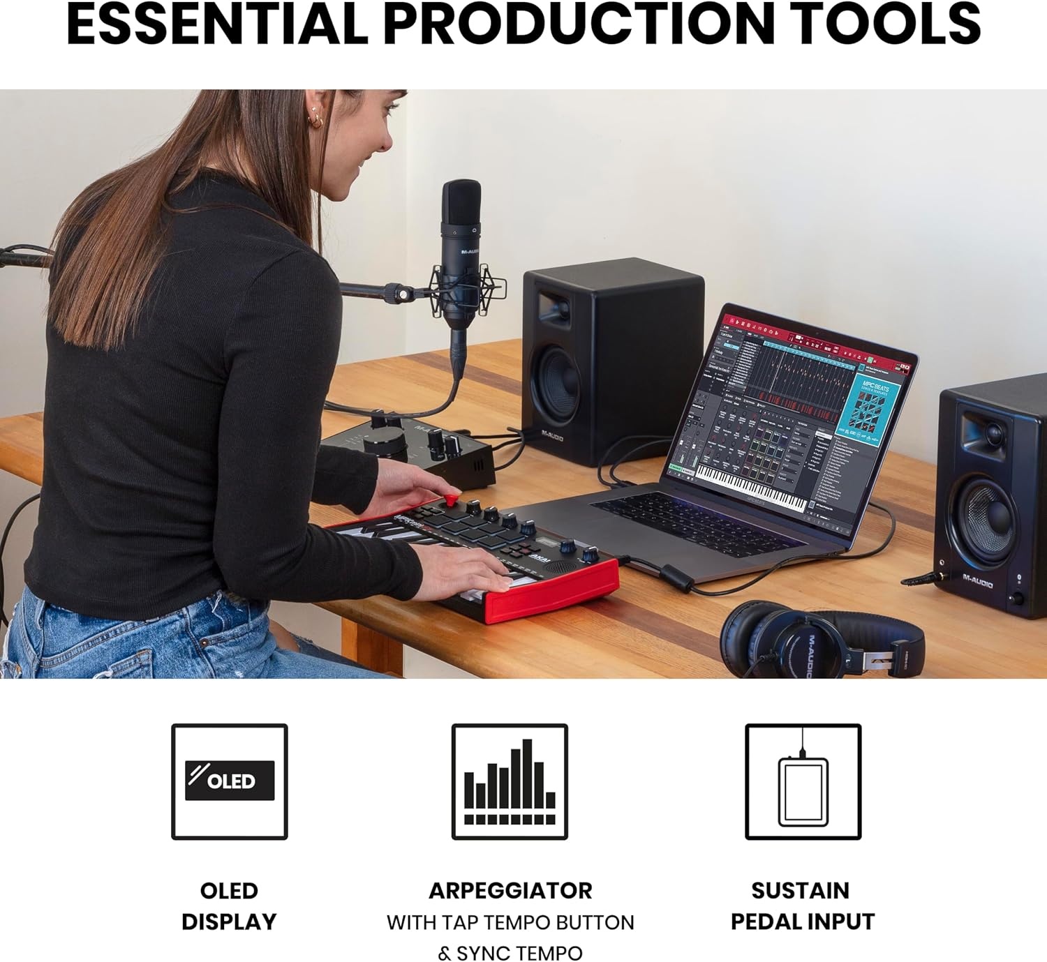 image:imageAkai Professional MPK Mini Play MK3 25Key USB MIDI Keyboard Controller VelocitySensitive Mini Keys 8 MPC Pads 8 Knobs BuiltIn Sounds Speaker Software Suite Included for Beat MakersMPK Mini Play