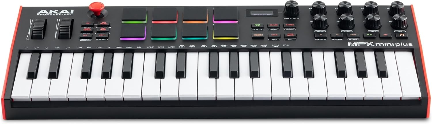 image:imageAkai Professional MPK Mini Plus 37Key USB MIDI Keyboard Controller VelocitySensitive Mini Keys 8 MPC Pads 64 Step Sequencer MIDICVGate IO Software Suite Included for Beat MakersBlack