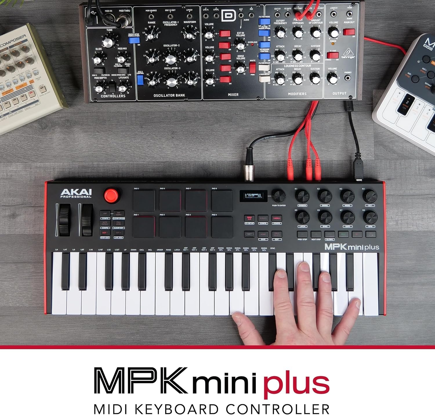 image:imageAkai Professional MPK Mini Plus 37Key USB MIDI Keyboard Controller VelocitySensitive Mini Keys 8 MPC Pads 64 Step Sequencer MIDICVGate IO Software Suite Included for Beat MakersBlack