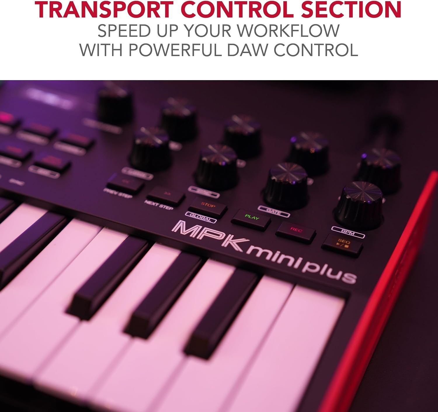 image:imageAkai Professional MPK Mini Plus 37Key USB MIDI Keyboard Controller VelocitySensitive Mini Keys 8 MPC Pads 64 Step Sequencer MIDICVGate IO Software Suite Included for Beat MakersBlack