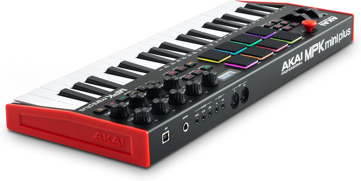 image:imageAkai Professional MPK Mini Plus 37Key USB MIDI Keyboard Controller VelocitySensitive Mini Keys 8 MPC Pads 64 Step Sequencer MIDICVGate IO Software Suite Included for Beat MakersBlack