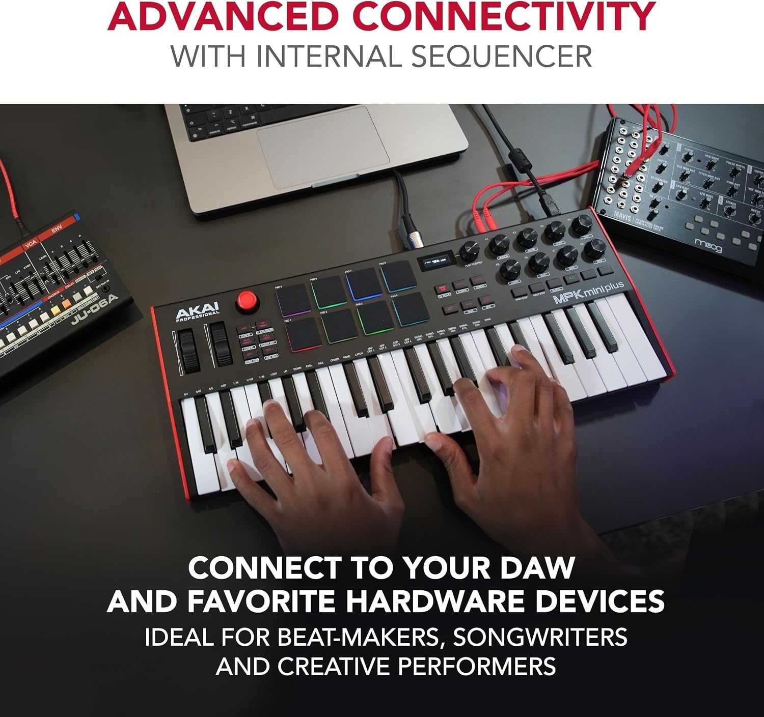 image:imageAkai Professional MPK Mini Plus 37Key USB MIDI Keyboard Controller VelocitySensitive Mini Keys 8 MPC Pads 64 Step Sequencer MIDICVGate IO Software Suite Included for Beat MakersBlack