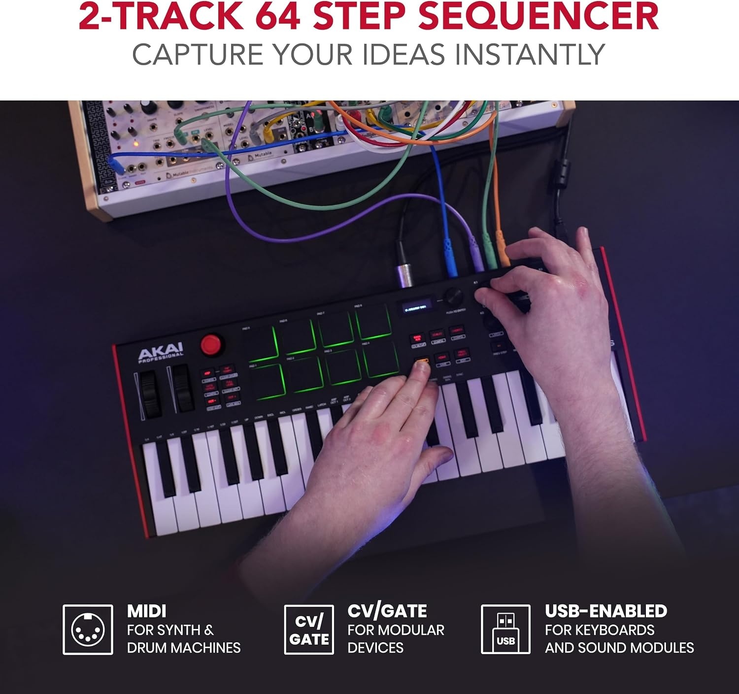 image:imageAkai Professional MPK Mini Plus 37Key USB MIDI Keyboard Controller VelocitySensitive Mini Keys 8 MPC Pads 64 Step Sequencer MIDICVGate IO Software Suite Included for Beat MakersBlack