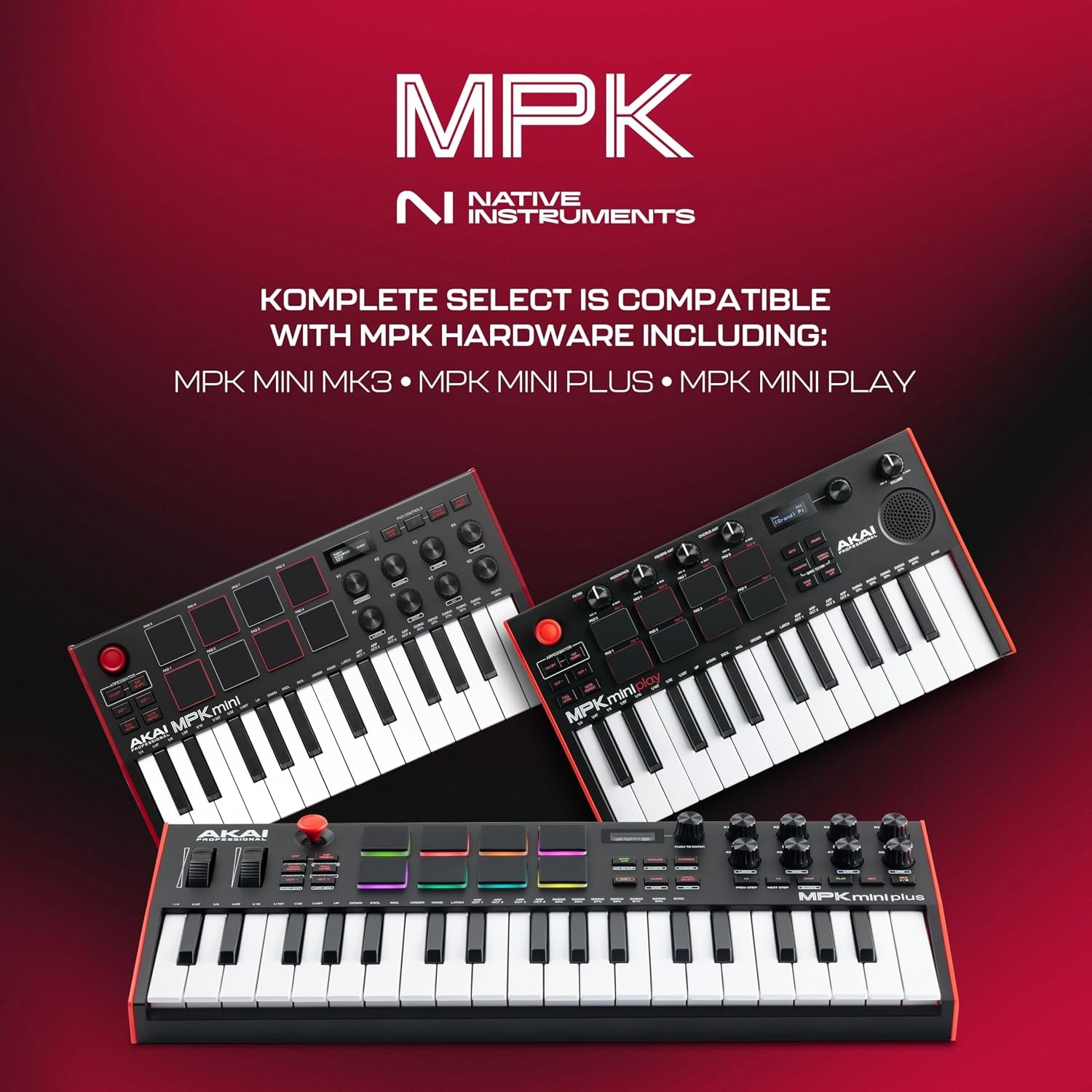 image:imageAkai Professional MPK Mini Plus 37Key USB MIDI Keyboard Controller VelocitySensitive Mini Keys 8 MPC Pads 64 Step Sequencer MIDICVGate IO Software Suite Included for Beat MakersBlack