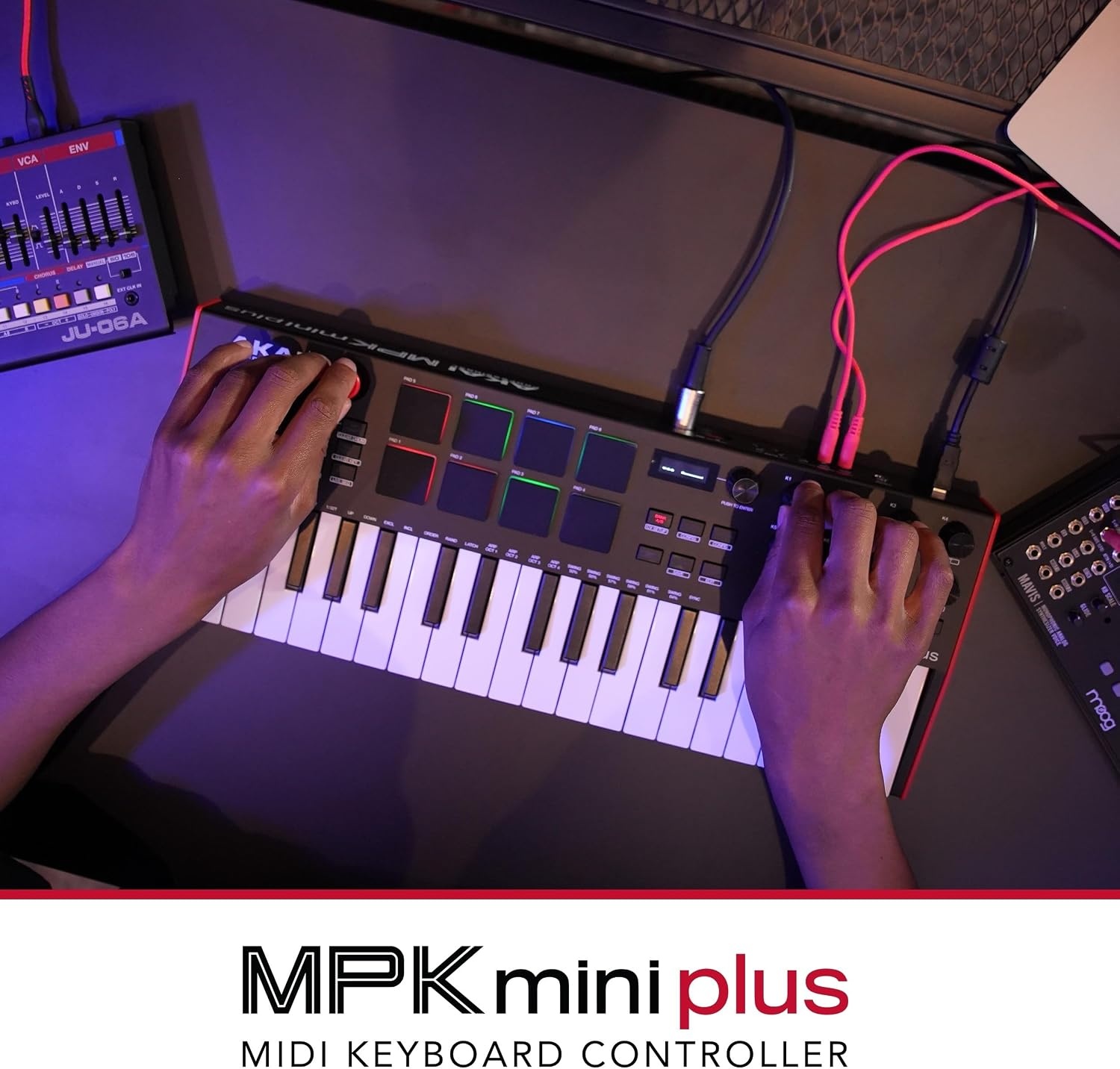 image:imageAkai Professional MPK Mini Plus 37Key USB MIDI Keyboard Controller VelocitySensitive Mini Keys 8 MPC Pads 64 Step Sequencer MIDICVGate IO Software Suite Included for Beat MakersBlack