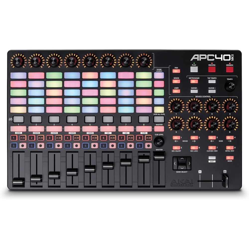 image:imageAkai Professional APC40 MKII USB MIDI Pad Controller 40 RGB Pads 8 Knobs 9 Faders 11 Mapping for Ableton Live for Live Performance and Music Production
